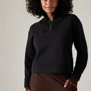 Athleta Retroplush Revive Half-Zip Sweatshirt | Black | Women’s Small